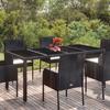 VidaXL Garden Table Glass Top Black 190x90x75cm Woven Resin, Garden Furniture, Outdoor Furniture, Table, 319903