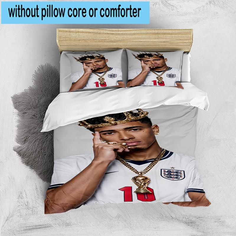 3PCS Jude Football Player Bedding Set,Including 1pc Duvet Cover And 2pcs Pillowcases Perfect for Bedroom, Dormitory, Fan Christmas gift