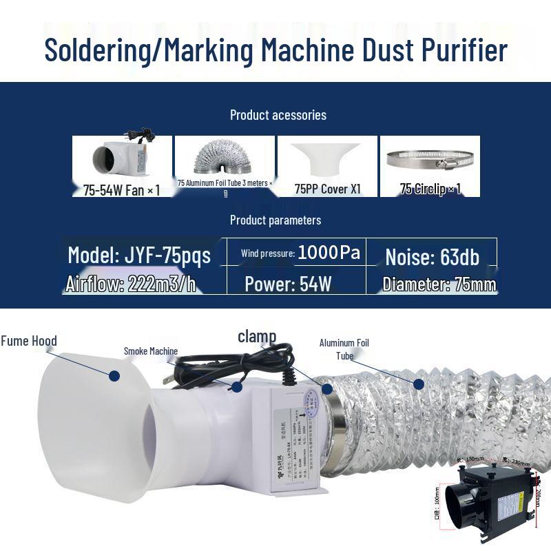 Compact Solder Fume Extractor and Laser Engraving Dust Removal Fan
