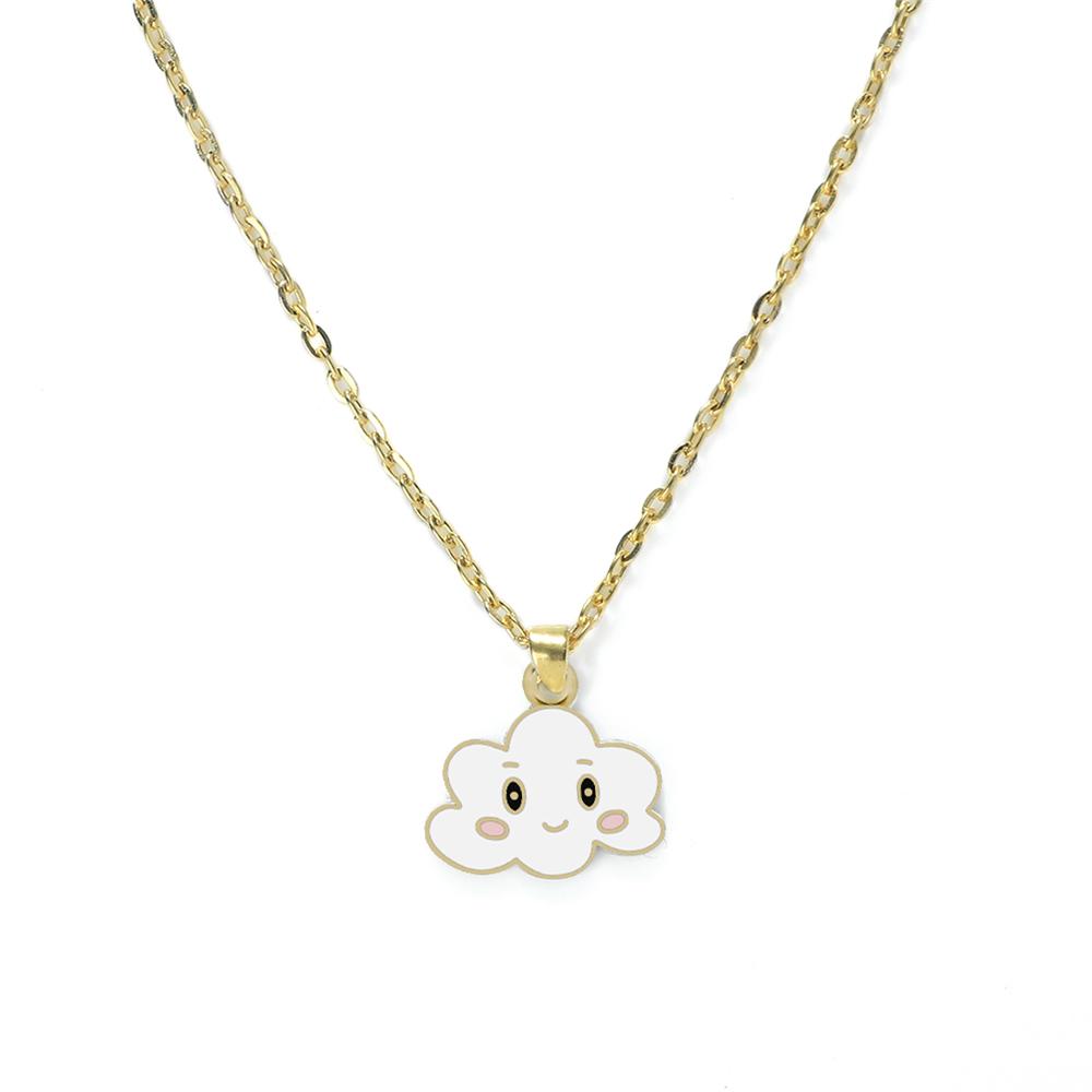 

Cartoon Smiling Face Cloud Pendant Necklaces for Friends Cute Gold Silver Color Alloy Chain Lobster Clasp Fashion Jewelry Gifts