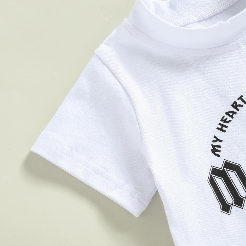 Sommerkleidung für Kleinkinder, Jungen, niedlicher Briefdruck, kurzärmeliges T-Shirt, Tops und Shorts mit Kordelzug, Spielkleidung, Outfits