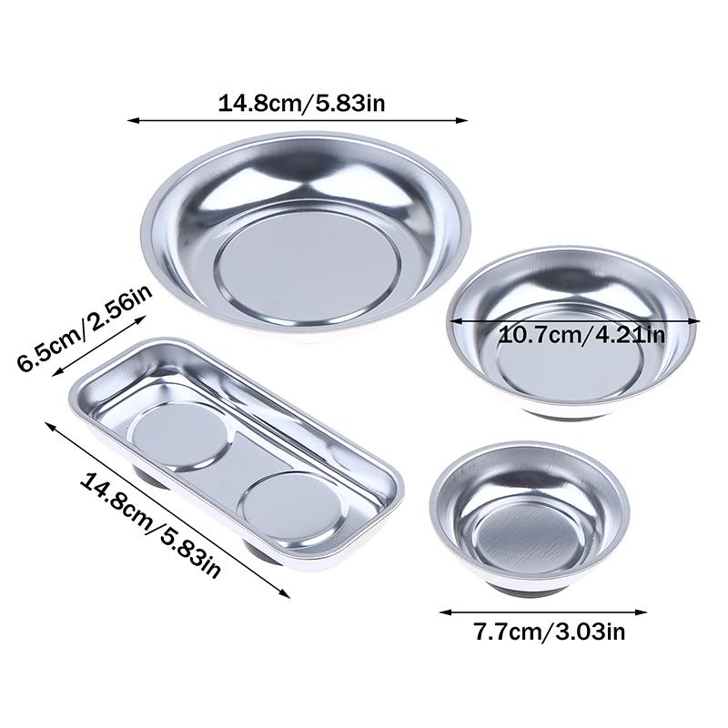 3-6 Inch Magnetic Tool Bowl Stainless Steel Magnetic Tray Circular Magnetic Parts Bowl Screws Sockets Storage Tray