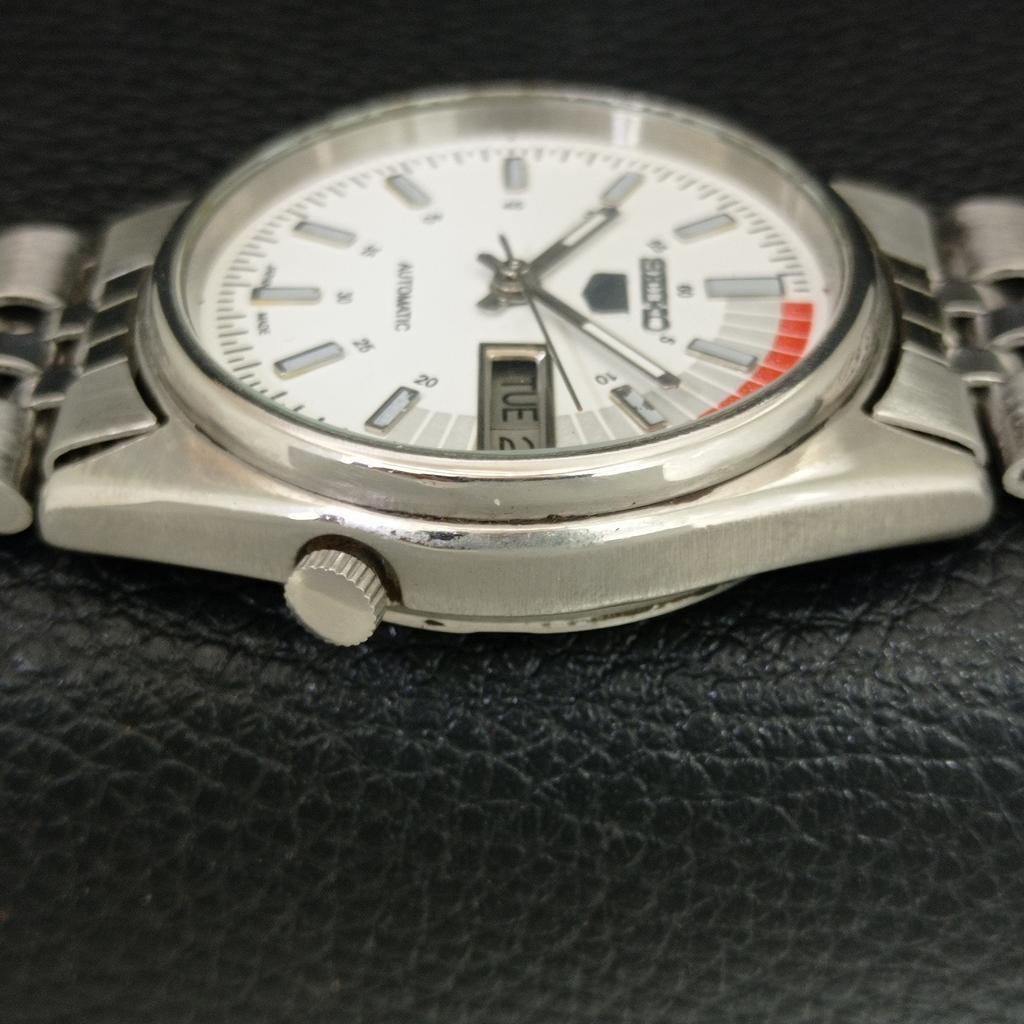 GENUINE VINTAGE SEIKO 5 AUTOMATIC 7009A JAPAN MENS WHITE DIAL WATCH A708731-1
