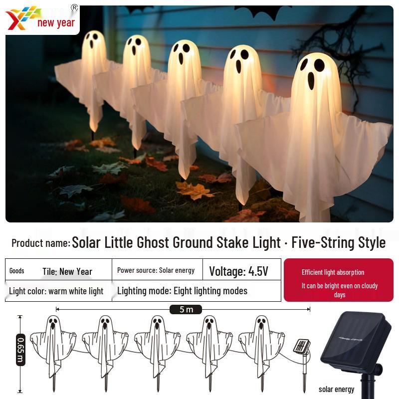 Luminous Halloween LED Ghost String Lights for Spooky Atmosphere Decoration