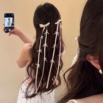 2PCS 30CM Super Fairy, Flutter, Bow, Long Tassel, Side Hair Clips, Female, Ballet Wind, Small Hair Cards, Headpieces,