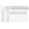 24-Piece Dinnerware Cutlery Set Tableware Set White Gold Cutlery Stainless Steel Spoon Fork Spoon Kitchen Spoon And Fork Set