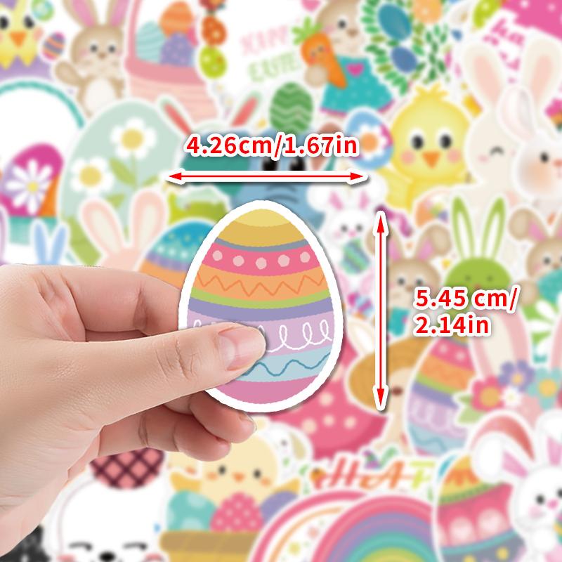 50 Stück/Set Oster Graffiti Aufkleber Niedliche Kaninchen Osterei Cartoon Festival Aufkleber DIY Gepäck Telefon Gitarre Klassisches Kinderspielzeug