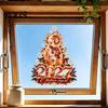 Holiday Window Dressing 2027 Zodiac Sheep Static Clings, Red Gold Russian New Year Glass Traditional Festive Art Decals, Reusable Stickers,