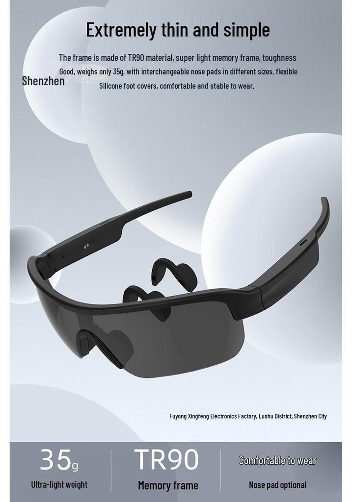 Bluetooth Audio Sport Glasses: Music & Calls, Long Battery Life, Ideal for Cycling & Mountaineering