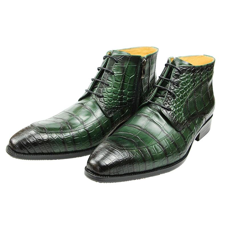 Fashion New Fashion Ankle Boots Pure Cowhide Leather Skin Printed Lace Up Pure Handmade Casual Sapato Social Masculino Classic Male Boot