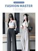 2025 Petite Women's Wide-Leg Gray Sweatpants - Drawstring Casual Pants for Autumn/Winter (XS)