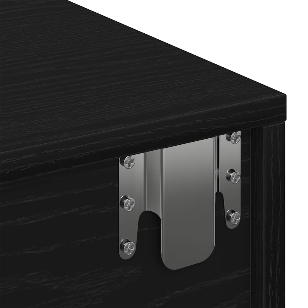Wall Mounted Shelf with Drawers Black 80 X 33 X 17 Cm Particleboard