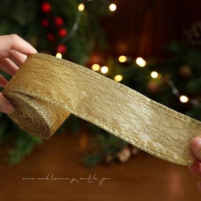 2M Sparkling Mesh Christmas Ribbon Glitter Sequins Elegant Wreath Decor Ribbon Satin Organza Christmas Tree Ribbon