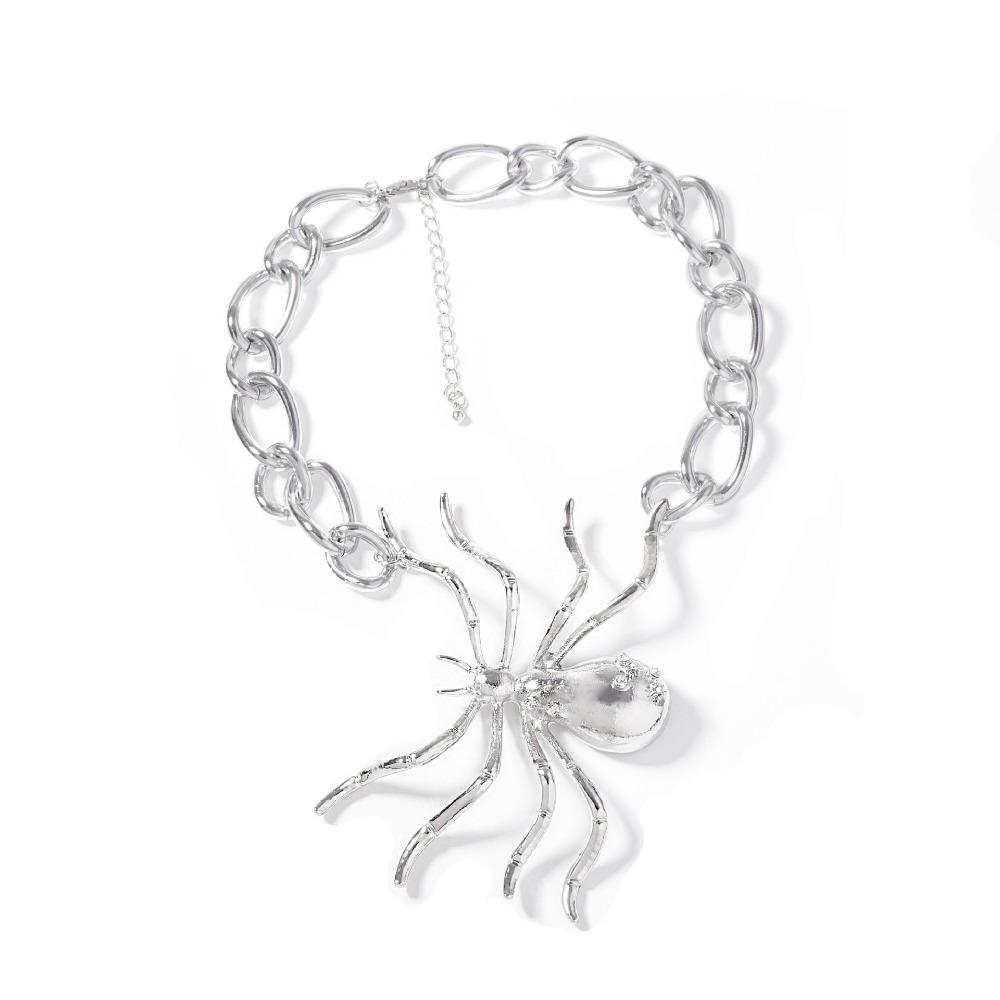 Opening Ring Exaggerated Spider Jewelry Set Brooch Insect Ear Studs Vintage Spider Necklace  Girls