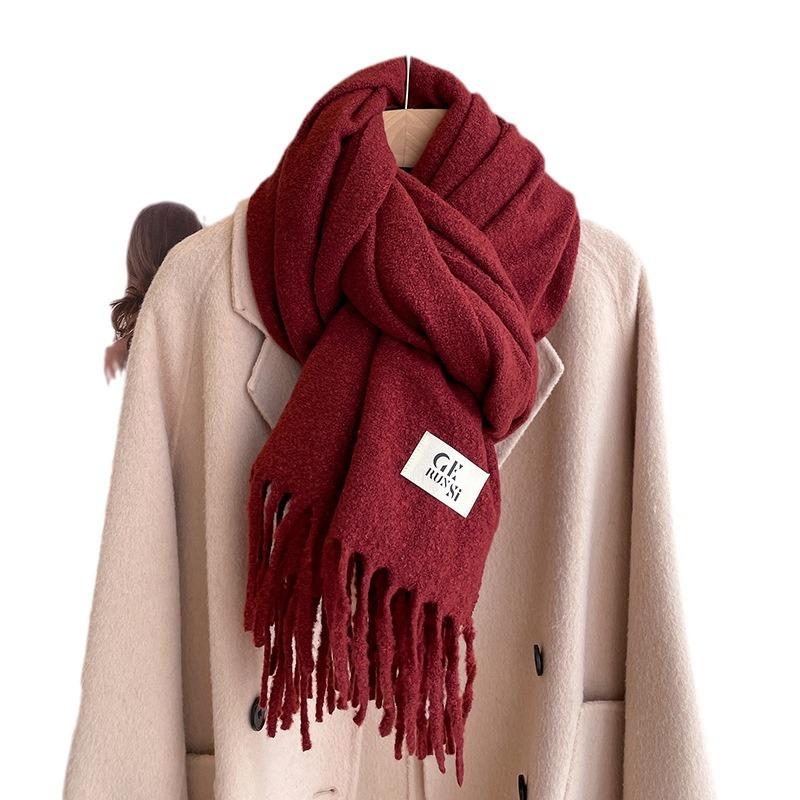 New solid color casual scarf simple fashion scarf men's and women's thickened versatile shawl