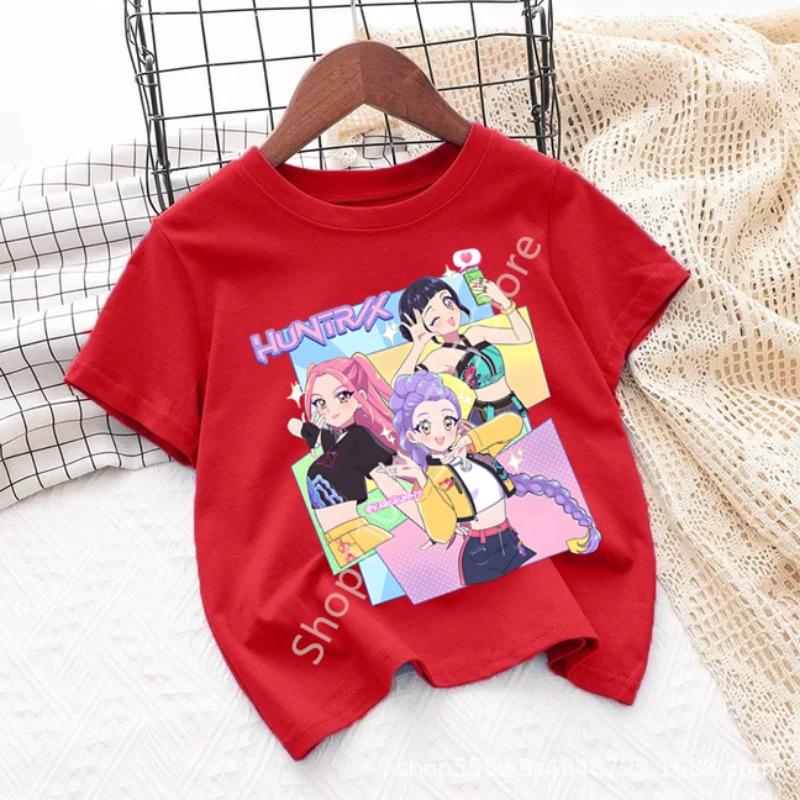 Huntrix Kpop Demon Hunters Children's T-shirt, a Cotton Lover's Gift, Fashionable Children's Short-sleeved Summer Clothing