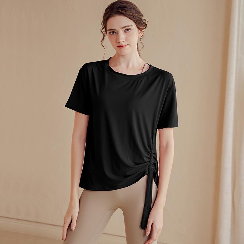 

Женские дышащие спортивные топы облегающего кроя: Быстросохнущие футболки для йоги и бега, Лето 2025 S (under 95 lbs)