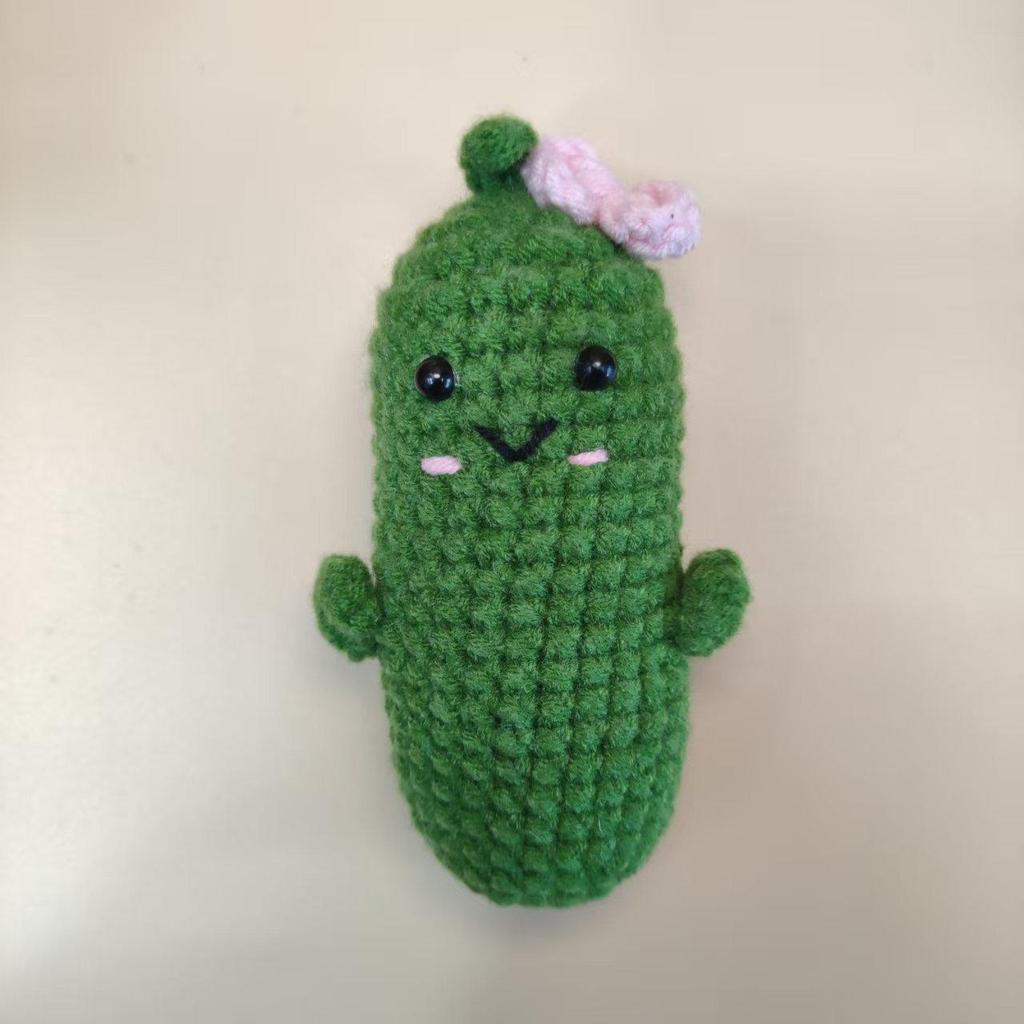 Handmade Crocheted Cucumber Doll Keychain: Emotional Support & Positive Energy Decor Gift