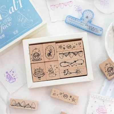 Süßer Holzstempel Waldstil Minimalistischer Mädchen-Tagebuchstempel Künstlerischer Stil Holzschreibwarenstempel für DIY Grußkarten Dekoration