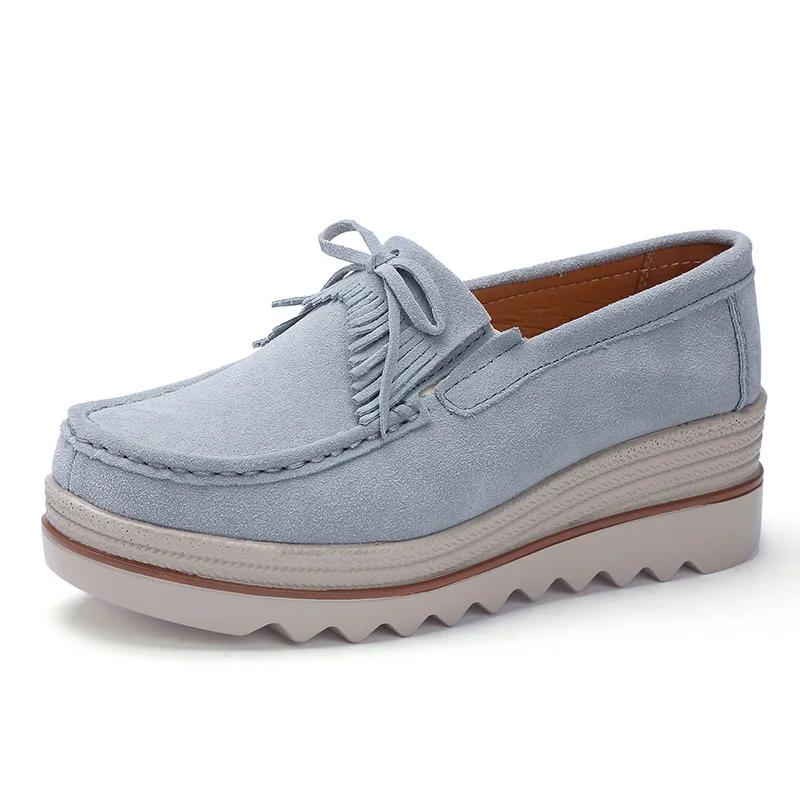 Spring Women Flats Shoes Platform Sneakers Slip On Flats Leather Suede Ladies Loafers Casual Shoes Women Loafers Shoes F65
