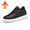 Men's Fashion Casual White Cowhide Sneakers with Invisible Height Boost (6CM and 8CM Options)