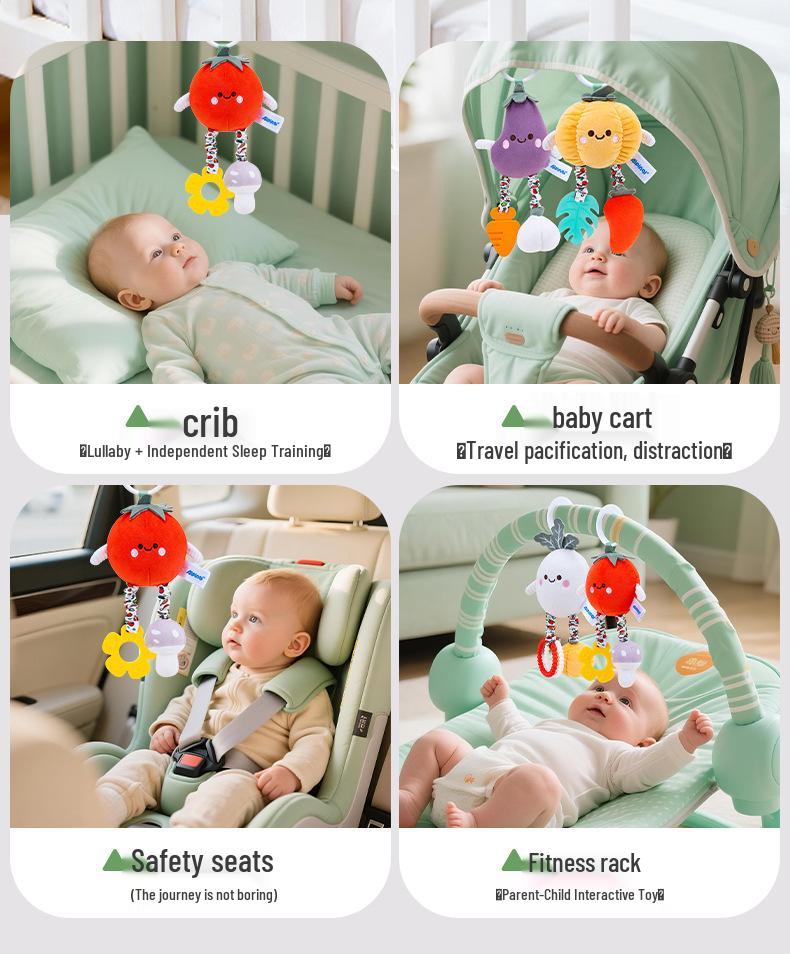 New Year's Baby Stroller Plush Toy Wind Chime with Animal and Vegetable Designs
