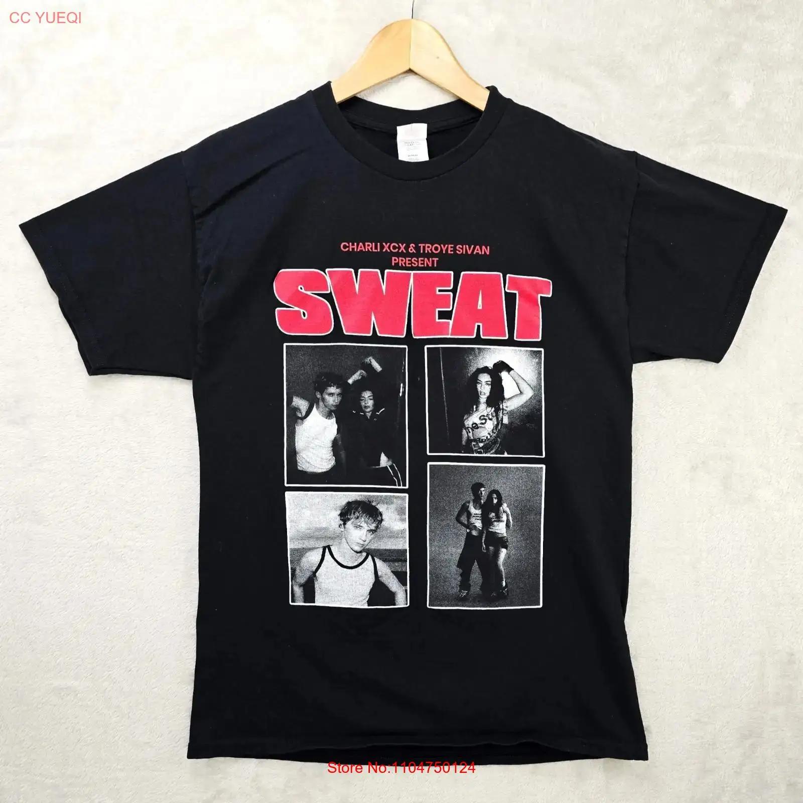 Футболка Charli XCX Sweat Tour 2024 Стиль Размер Средний Черный Troye Sivan Рэп винтаж Постиранный Стильный Эластичный мужской Универсальный S разноцветный