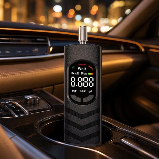 Alcolimetro Portatile, Testatore Digitale di Alcol con Display LCD e 5 Boccagli, Ricaricabile tramite USB-C, Compatto Essenziale per l'Auto e per Casa