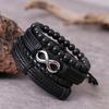 Retro Punk Style Black Men's Multilayer Braided Leather Bracelet Fashion Bracelet AVE