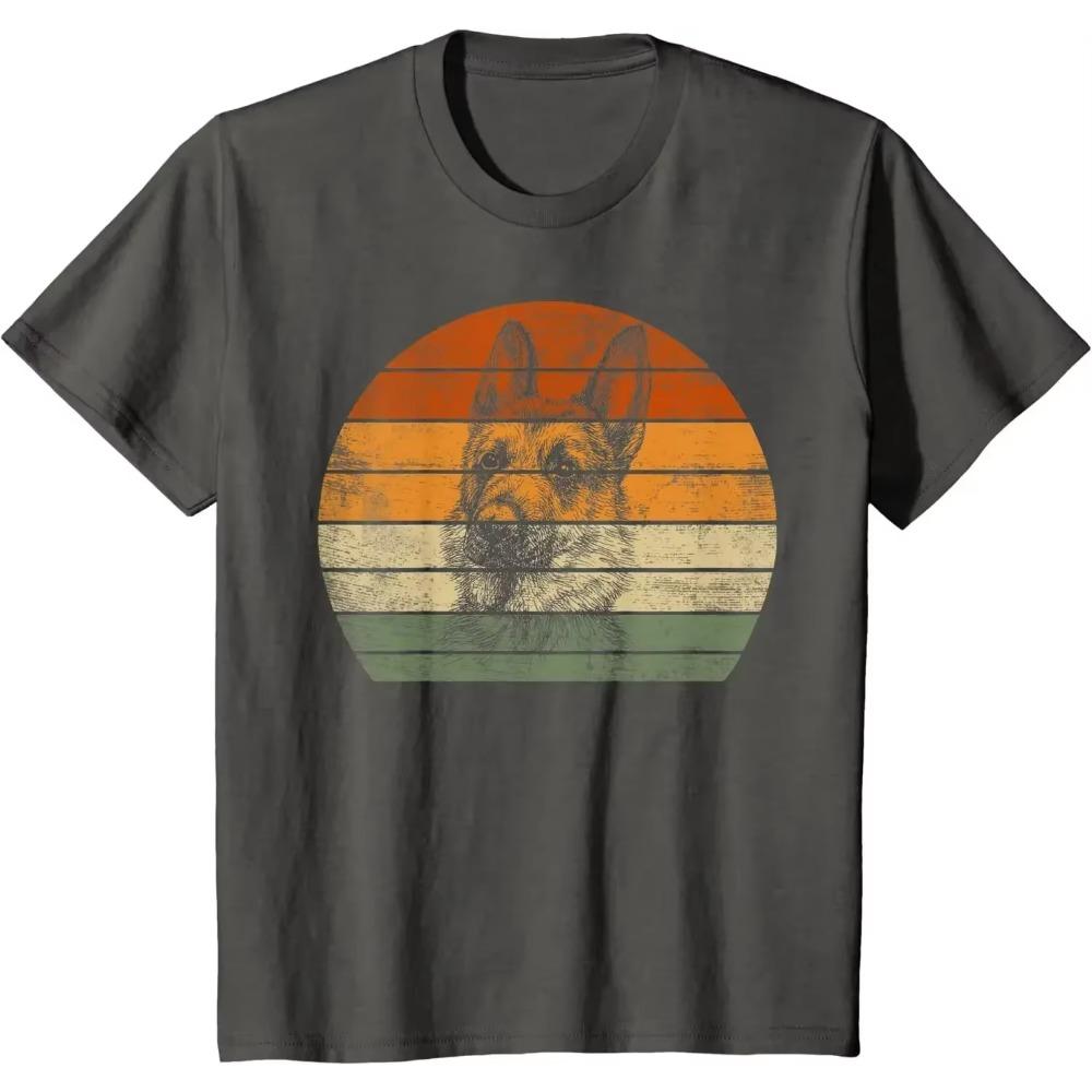 German Shepherd Gifts for Women Men Shepherd Print Graphic T-Shirt Graphic T Shirts Men Clothing Vintage T Shirt