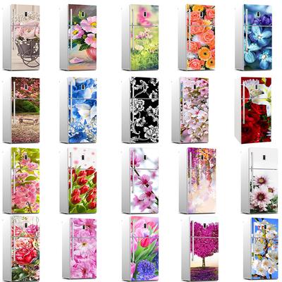 55 Stil Bunte Blumen Kühlschrankaufkleber Kühlschrankabdeckung Tür Vinyl Selbstklebende Küchenmöbel Dekor Wrap Gefrierschrank Aufkleber DIY