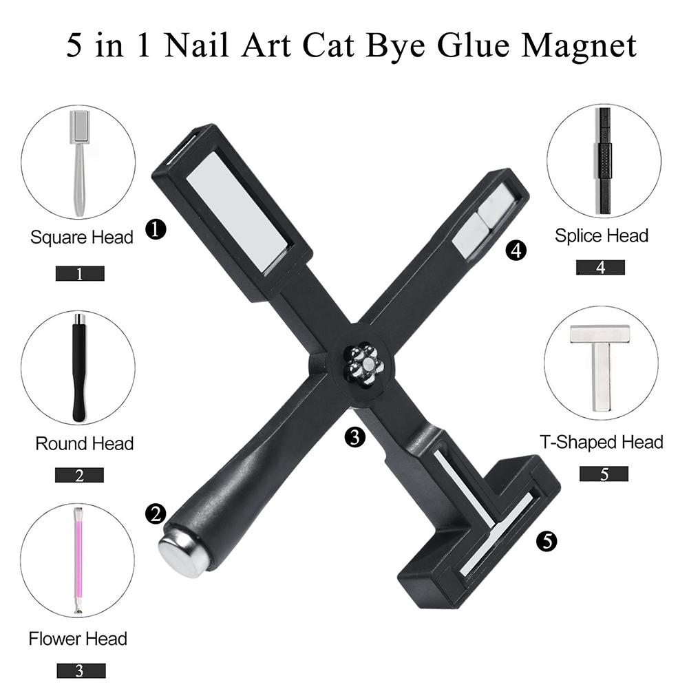 5 In 1 Multifunctional Cross Magnet Nail Art Strong Magnetic Cat Eye Magnet Magnet Cat Eye Magnet Cat's Eye Nail Art Tools