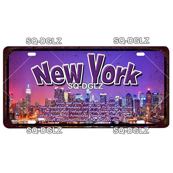 [MyPlate]Vintage America State USA City Licenses Plate Metal Sign Tin Sign Poster Plaque Decor Bar Pub Club Home Wall Decoration