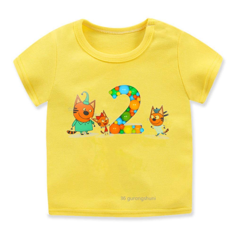 Tres Gatitos Dibujos Animados Ropa para Niños Camiseta para Niñas/Niños Linda Harajuku Camiseta Infantil Tops Verano Camiseta Casual Ropa para Niños Pequeños