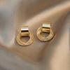 Retro Metallic Gold Colour Multiple Small Circle Pendant Earrings 2024 Zircon fashion Wedding Party Unusual Earrings For Woman