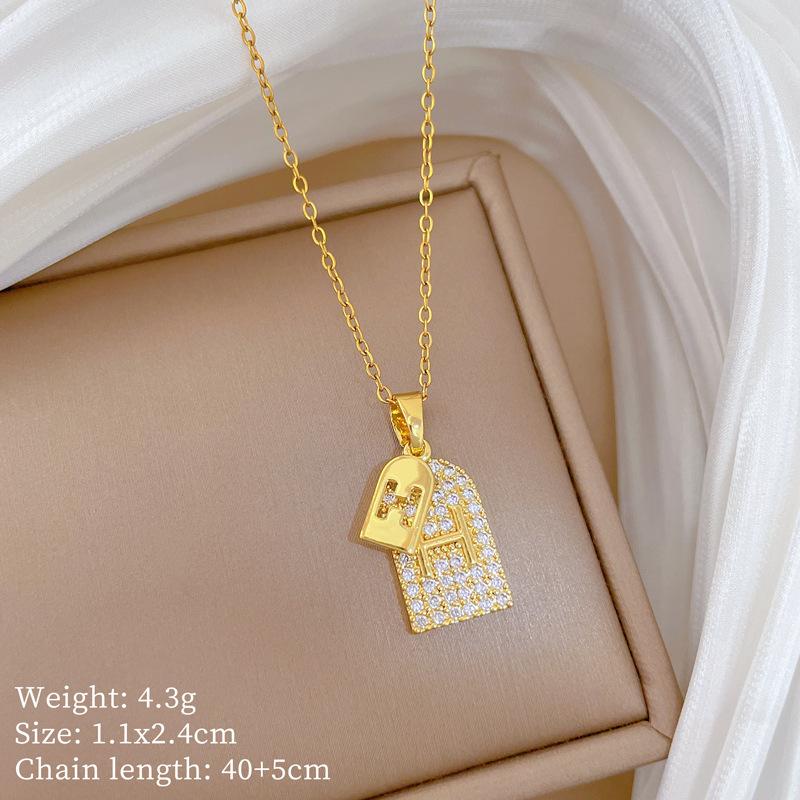 Kupfer-Mikro-Intarsien Leichter Luxus Mode Persönlichkeit Temperament Wunderschöne Voll-Diamant-Halskette Damen Vielseitige Schlüsselbein-Kette Titanstahl