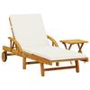 VidaXL Chaise Longue with Cushion and Table Solid Acacia Wood, Sunbed, Outdoor Lounge Chair, Daybed 3206362