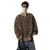 American Trendy Men's Leopard Print Retro Knit Cardigan - Loose Fit Casual Couple Outerwear