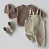 Odzież dziecięca dla niemowląt małych dzieciModne dopasowane sztruksowe kombinezony codzienne dla chłopców i dziewczynek