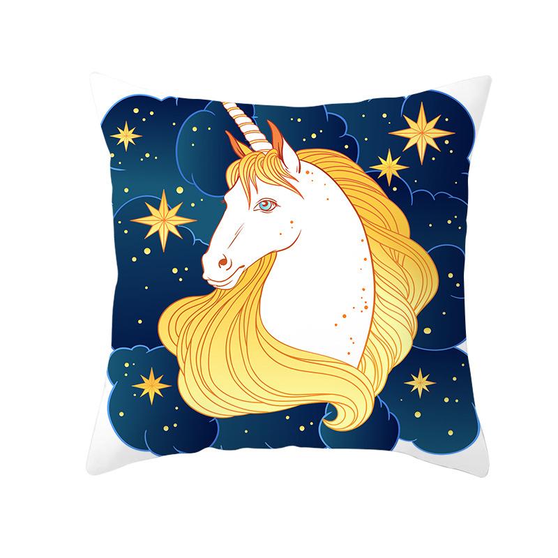 Time Cartoon Home Decor Pillow Purple Unicorn Pillowcase Rainbow Sunrise Sofa Cushion Cover