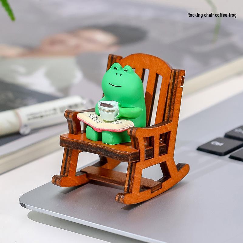 Frog Rocking Chair Cute Healing Decoration – Desktop Ornament for Office or Home
