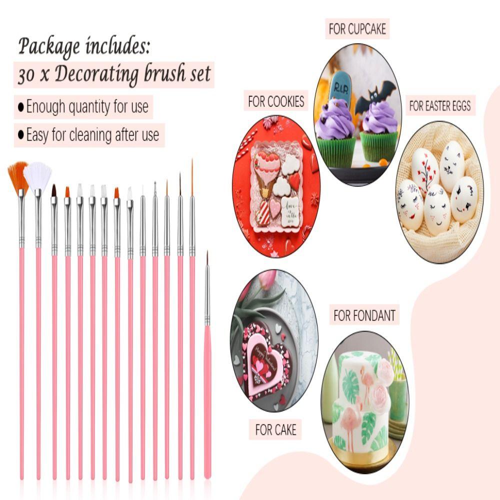 

30 шт. Кисти для украшения тортов, розовые кисти для рисования пищевой краской, кисти для рисования тортов, Главная