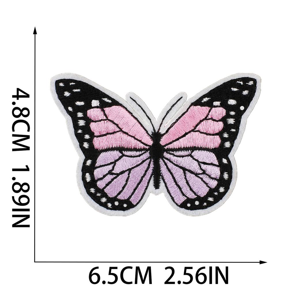 New Pink Butterfly Embroidery Cloth Sticker Cartoon Bus Patch Sticker Bag Decoration Flower Embroidery Label
