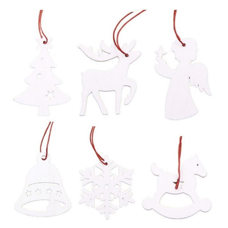 6pcs Christmas Wooden  Pendants Ornaments For Xmas Tree Ornaments Christmas Party Decorations Kids