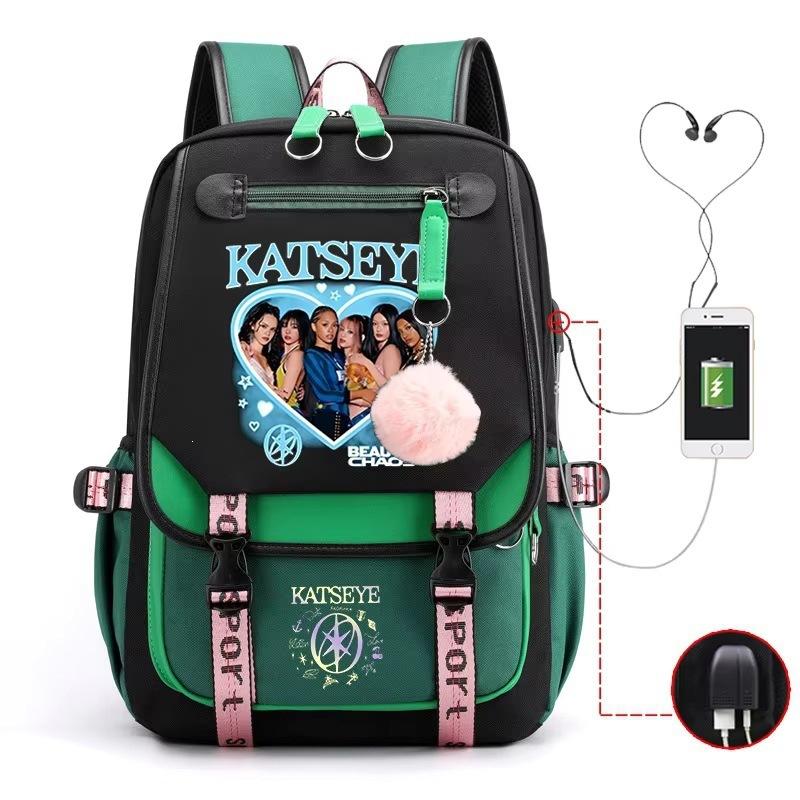 2026 New Katseye Kpop Print Backpack Teen Students Casual Daypack Lightweight Large-Capacity Travel Bookbag