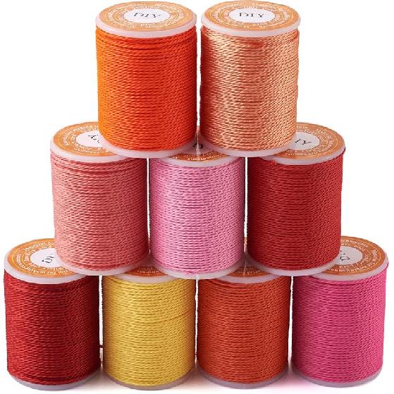 Craftdady 9 Rolls 1mm Waxed Polyester Twine Cord Macrame Braided Bracelet Making Beading Thread String Twisted Trim Cord for Friendship Jewelry