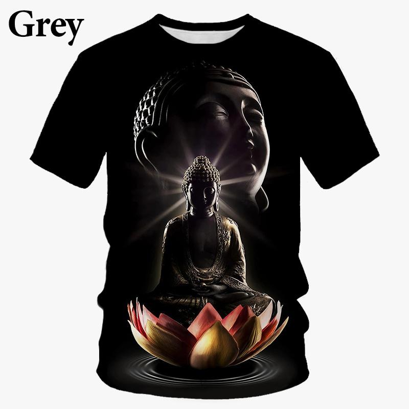 Letní pánské tričko 3D tisk Náboženské tričko s tváří Buddhy Shakya Muni Buddhismus Móda Ležérní Tričko s kulatým výstřihem a krátkým rukávem