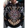 Men'S Nordic Style Hoodie with Shield, Eagle Head, and Dual Axes | Casual Fit, Print Pattern, Drawstring Design, Ideal for Streetwear