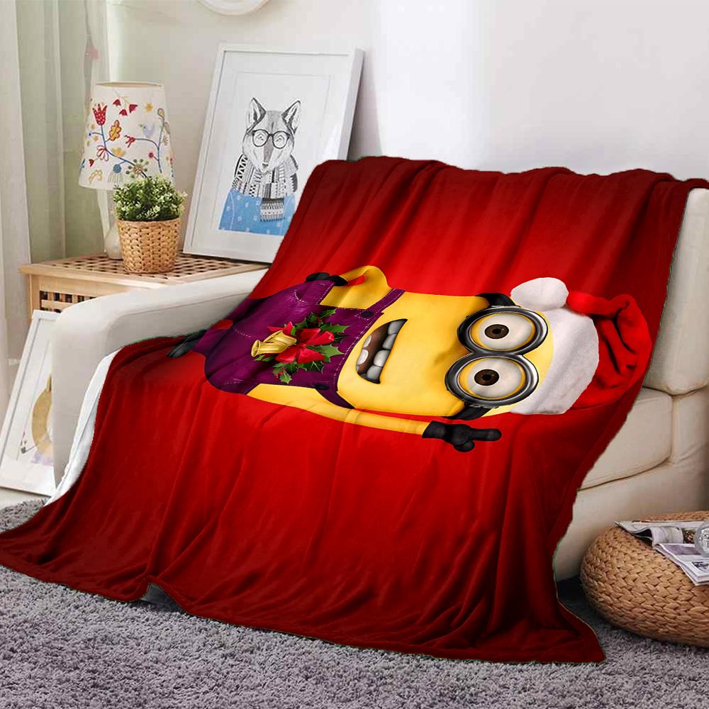 1Pc Christmas Minion Unicorn Blanket Soft Throw Blanket For Home Bedroom Bed Sofa Travel Office Solid Christmas Blanket