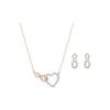 Swarovski Set Colier și Cercei Inimă Aur Roz Infinit Bijuterii Femei 5521040